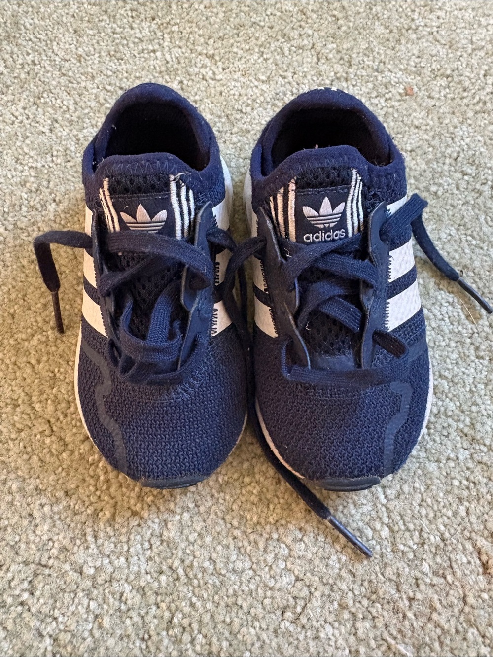 adidas toddler Navy and White Lace-Up Sneakers